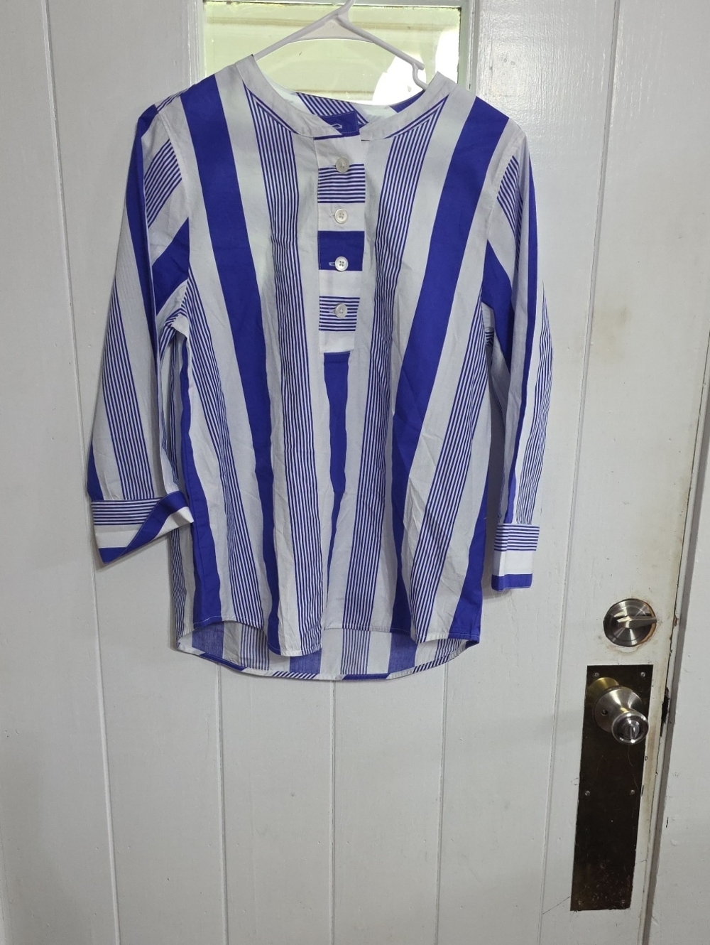 NWT Re-Imagined By J Crew Blue and White Striped Top Blouse Cotton Comfort Sz XS